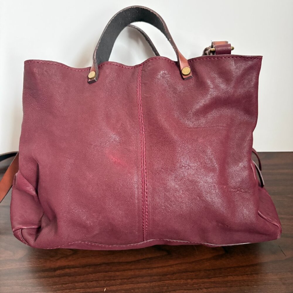 Sundance Burgundy and Brown Leather Satchel - Picture 5 of 10